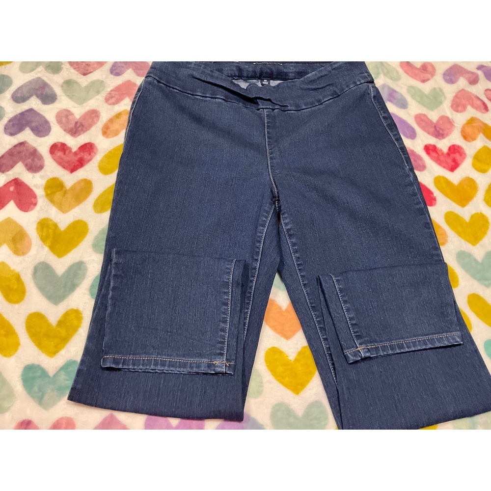 Charter Club Cambridge Pull On Knit Denim Jeans Dark Wash Comfort Womens